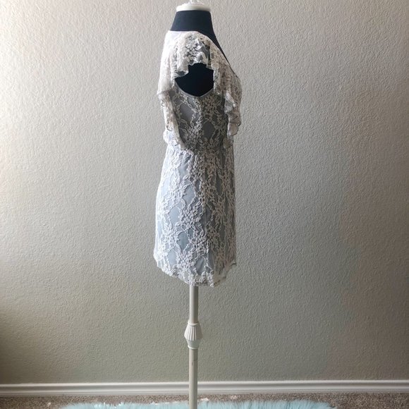 FreeDay Bluish Gray Laced Mini Dress - Picture 3 of 4